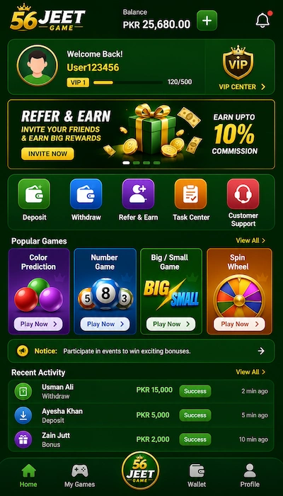 56Jeet Game Dashboard image