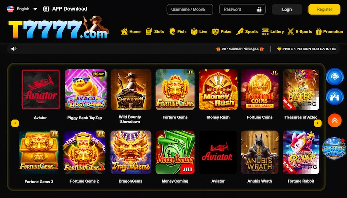 T7777 Game Dashboard image